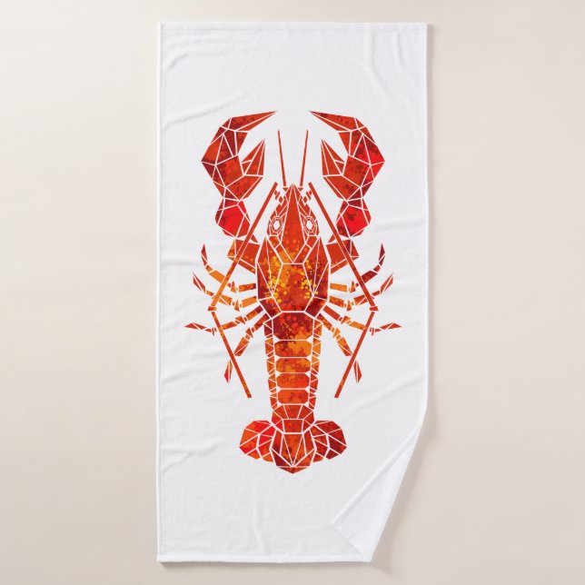Red polygonal lobster bath towel (Bath Towel)