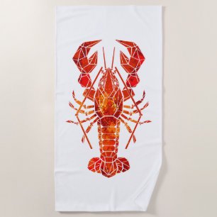 Red polygonal lobster beach towel