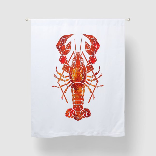 Red polygonal lobster blackout curtains (Front)