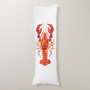 Red polygonal lobster body pillow