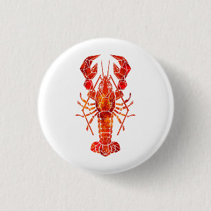 Red polygonal lobster button