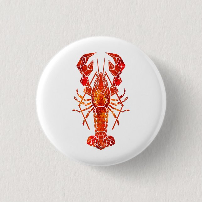 Red polygonal lobster button (Front)