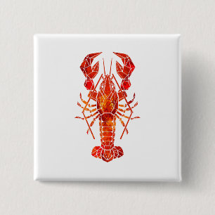 Red polygonal lobster button