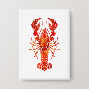 Red polygonal lobster button