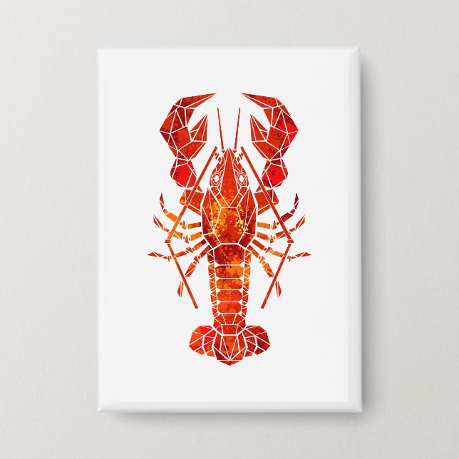 Red polygonal lobster button (Front)