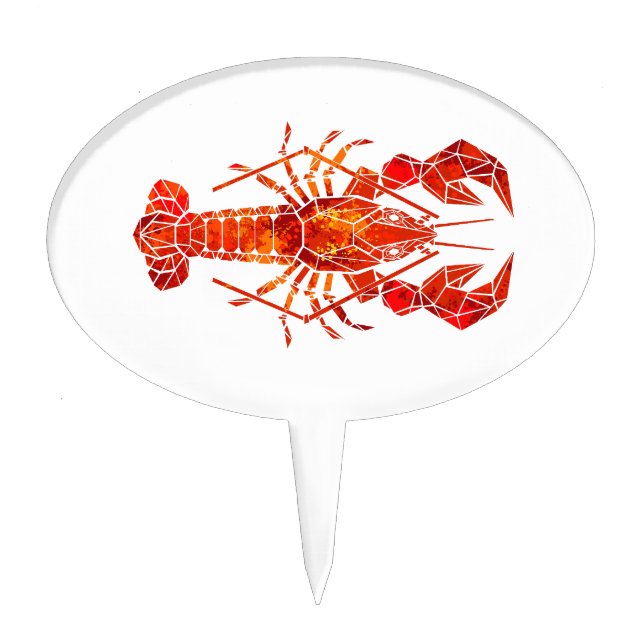 Red polygonal lobster cake topper (Front)