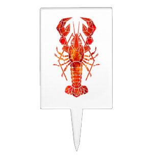 Red polygonal lobster cake topper