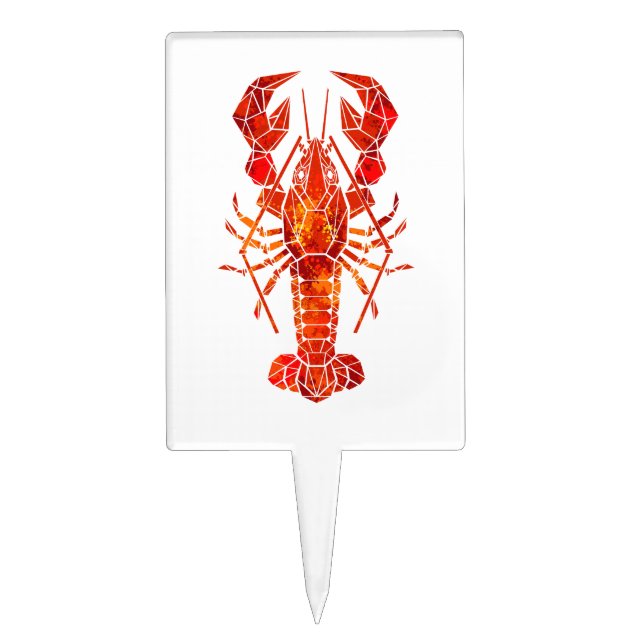 Red polygonal lobster cake topper (Front)