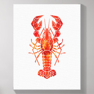 Red polygonal lobster canvas photo tile