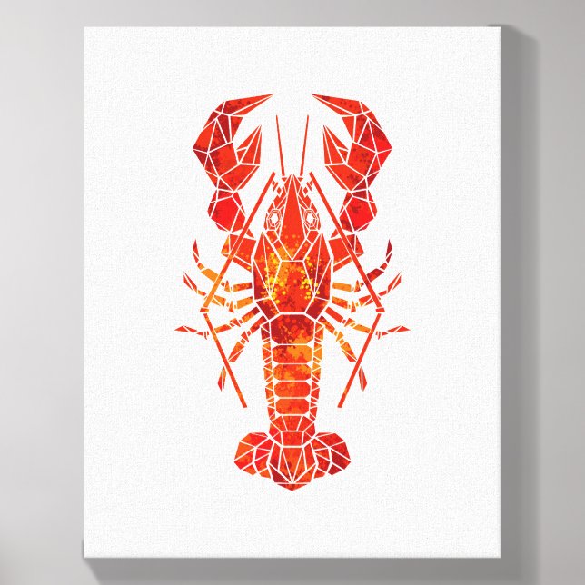 Red polygonal lobster canvas photo tile  (Front Set)