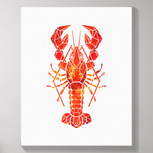 Red polygonal lobster canvas photo tile