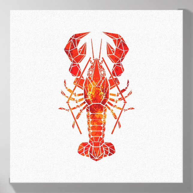 Red polygonal lobster canvas photo tile  (Front Set)