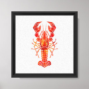 Red polygonal lobster canvas print