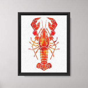 Red polygonal lobster canvas print