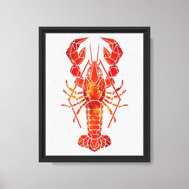 Red polygonal lobster canvas print (Front)
