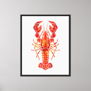 Red polygonal lobster canvas print