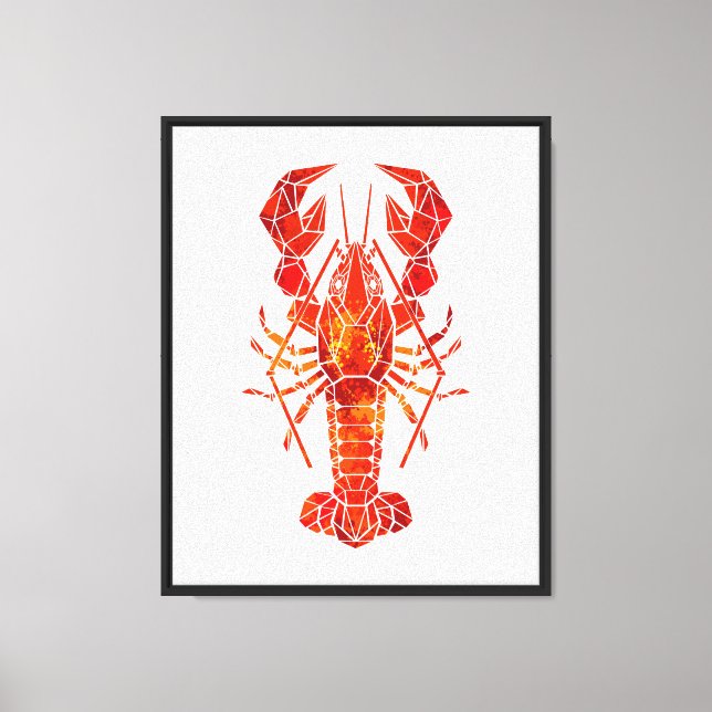 Red polygonal lobster canvas print (Front)