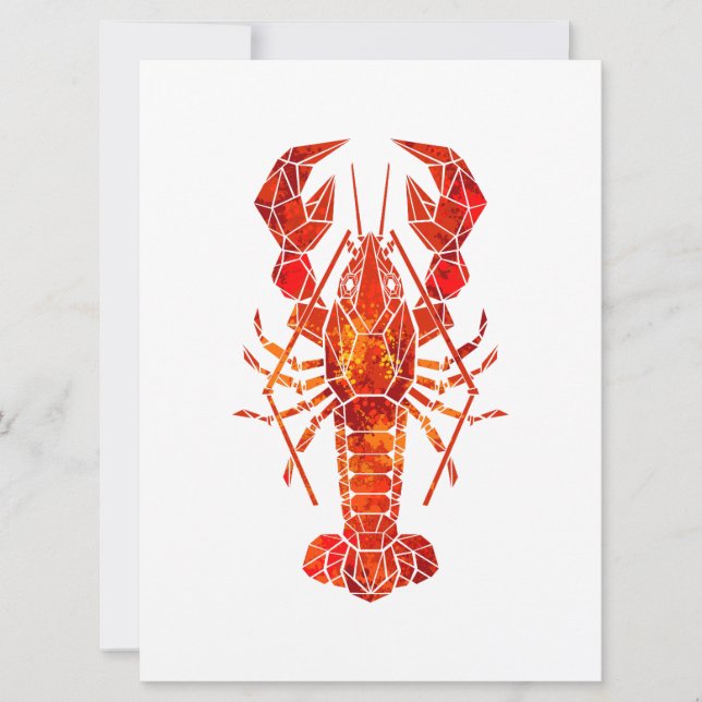 Red polygonal lobster card (Front)