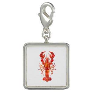 Red polygonal lobster charm