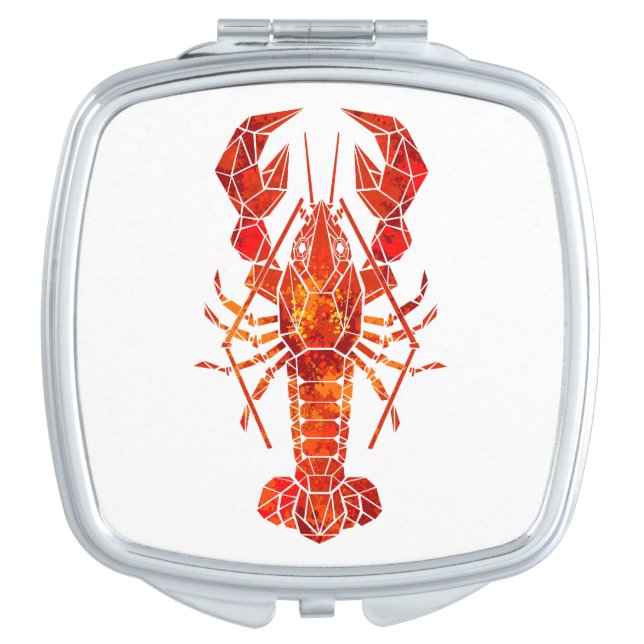 Red polygonal lobster compact mirror (Front)