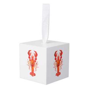 Red polygonal lobster cube ornament