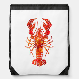 Red polygonal lobster drawstring bag