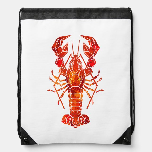 Red polygonal lobster drawstring bag (Front)