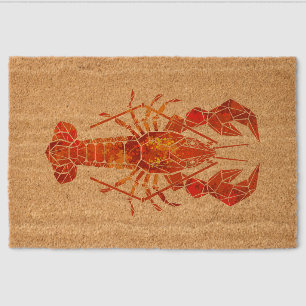 Red polygonal lobster fiber doormat