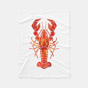 Red polygonal lobster fleece blanket