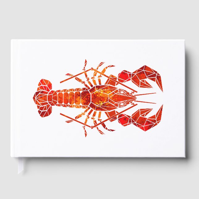 Red polygonal lobster foil guest book  (Front)