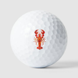 Red polygonal lobster golf balls