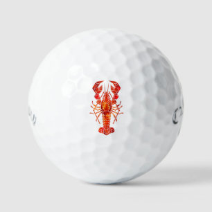 Red polygonal lobster golf balls
