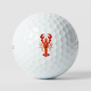 Red polygonal lobster golf balls