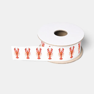 Red polygonal lobster grosgrain ribbon