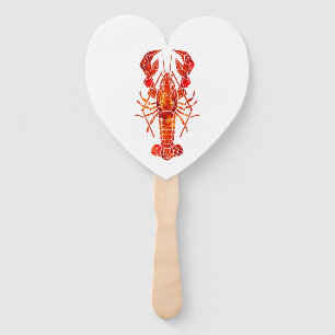 Red polygonal lobster hand fan