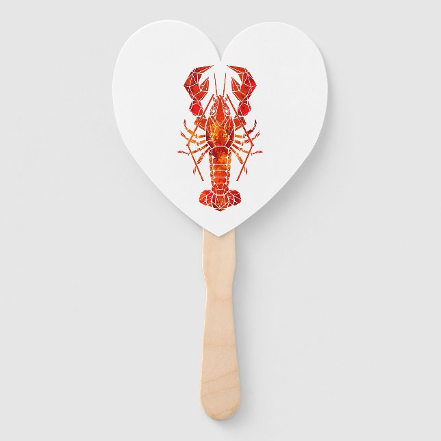 Red polygonal lobster hand fan (Front)