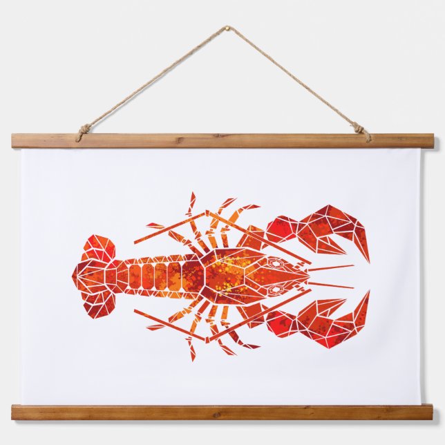Red polygonal lobster hanging tapestry (Front)