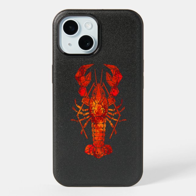 Red polygonal lobster iPhone 15 case (Back)