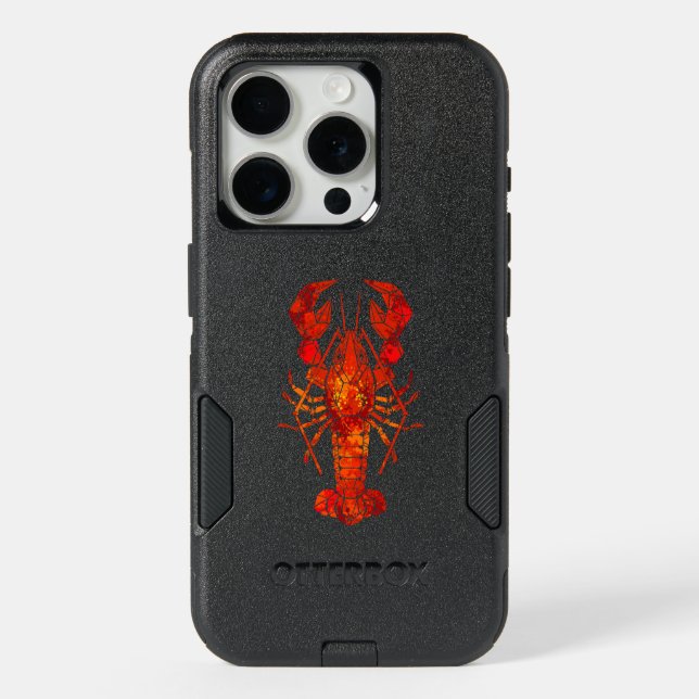 Red polygonal lobster iPhone 15 pro case (Back)