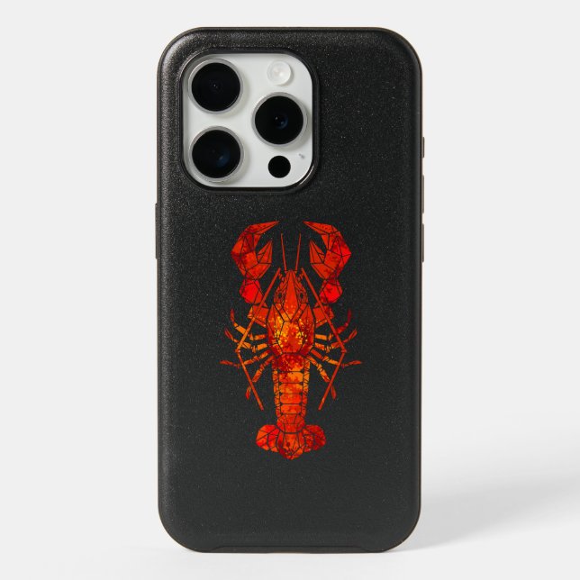Red polygonal lobster iPhone 15 pro case (Back)