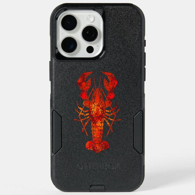 Red polygonal lobster iPhone 15 pro max case (Back)