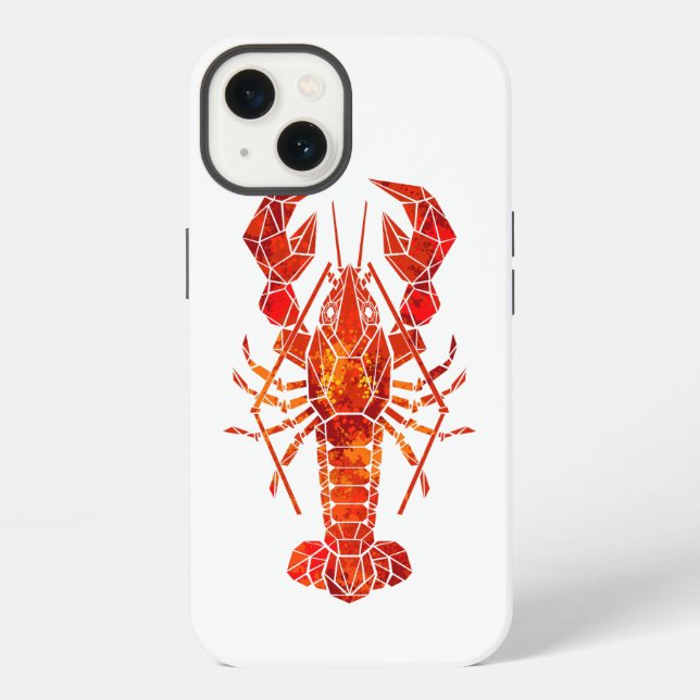Red polygonal lobster iphone case (Back)
