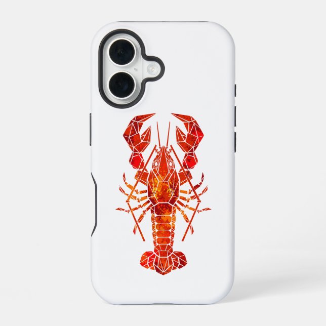 Red polygonal lobster iphone case (Back)