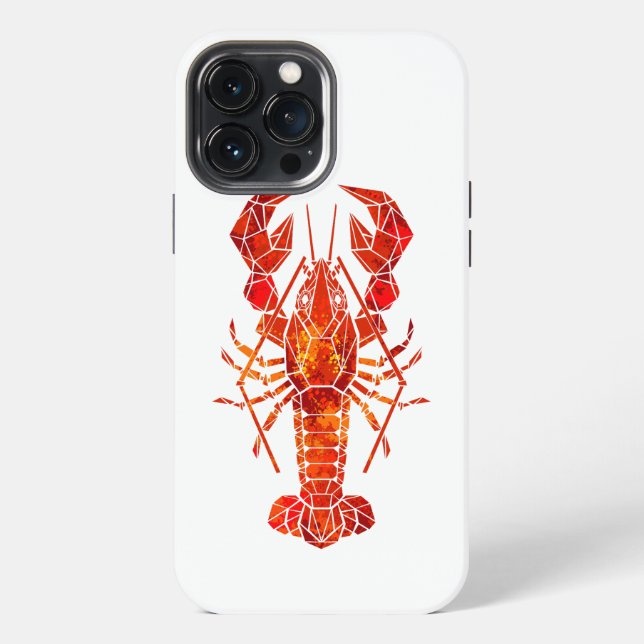 Red polygonal lobster iphone case (Back)