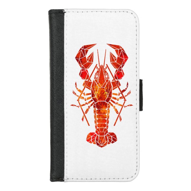 Red polygonal lobster iPhone wallet case (Front)