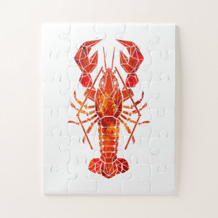 Red polygonal lobster jigsaw puzzle