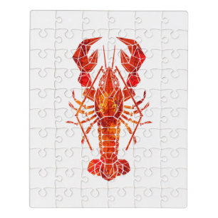 Red polygonal lobster jigsaw puzzle