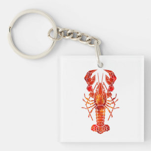 Red polygonal lobster keychain