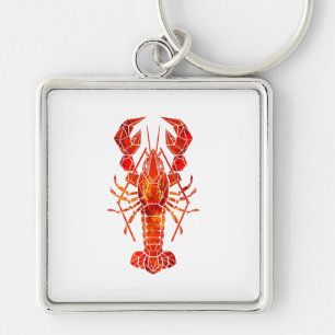 Red polygonal lobster keychain