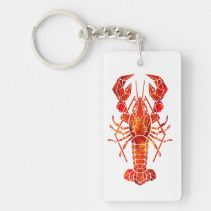 Red polygonal lobster keychain